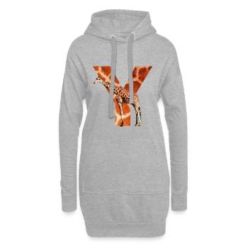 girafe y - Sweat-shirt à capuche long Femme - gris chiné - Devant