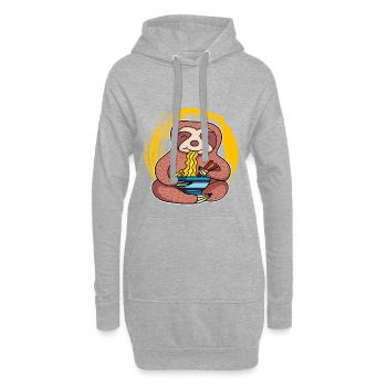 Ramen Life Motiv Faultier Motiv Shirt Ramen Noodle - Hoodie-Kleid - Grau meliert - Vorne