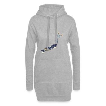 Nippomania - Japon silhouette Hokusai vague - Sweat-shirt à capuche long Femme - gris chiné - Devant