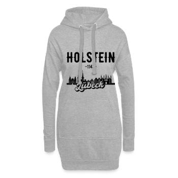 Lübeck Skyline Geschenk - Hoodie-Kleid - Grau meliert - Vorne