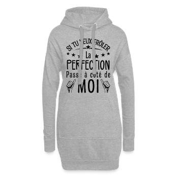 Du willst der Perfektion nahe sein, geh an mir vorbei - Hoodie-Kleid - Grau meliert - Vorne