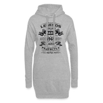 55e anniversaire Homme Legend March Né en 1969 - Sweat-shirt à capuche long Femme - gris chiné - Devant