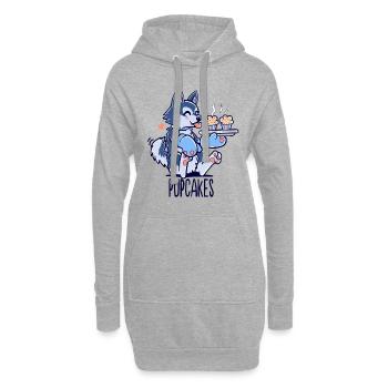 Je fais des Pupcakes - Sweat-shirt à capuche long Femme - gris chiné - Devant