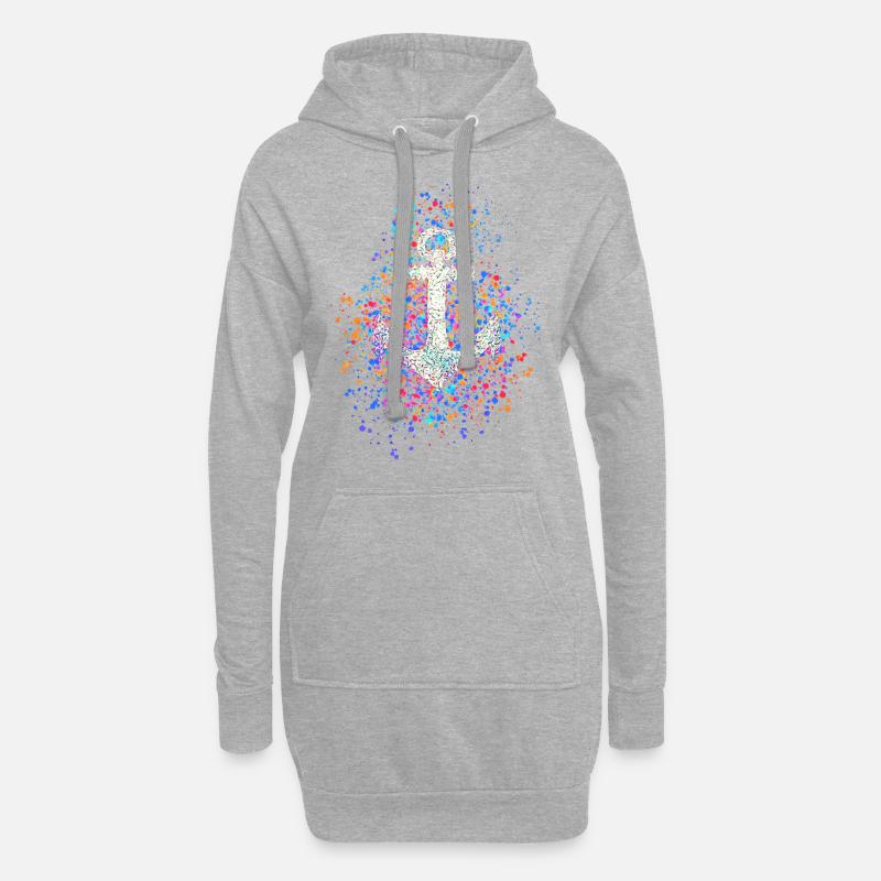 Anker Symbol Farbspritzer Farbkleckse Spritzer - Hoodie-Kleid - Grau meliert