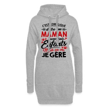 T-Shirt der Mutter Tages - Mamma mit drei Kindern - Hoodie-Kleid - Grau meliert - Vorne