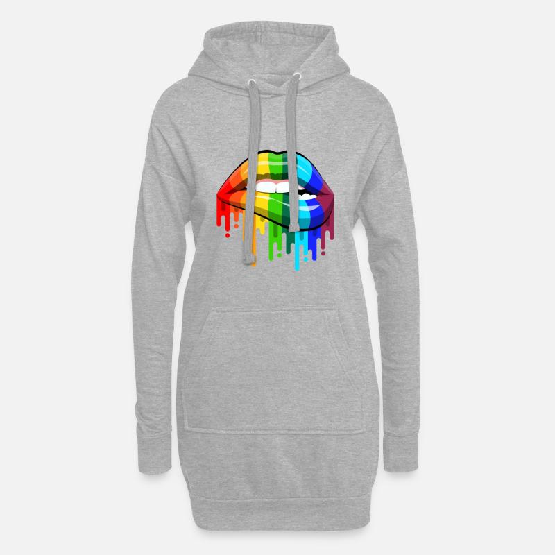 Rainbow Lips - Hoodie-Kleid - Grau meliert