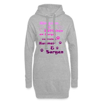 Hund Kaffee Sorgen vertreiben - Hoodie-Kleid - Grau meliert - Vorne