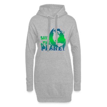 Save the planet Klimaschutz - Hoodie-Kleid - Grau meliert - Vorne