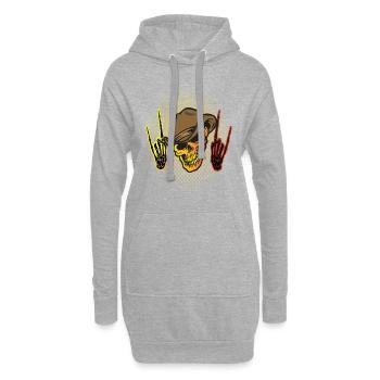 Tête de mort Les mains squelettiques - Sweat-shirt à capuche long Femme - gris chiné - Devant