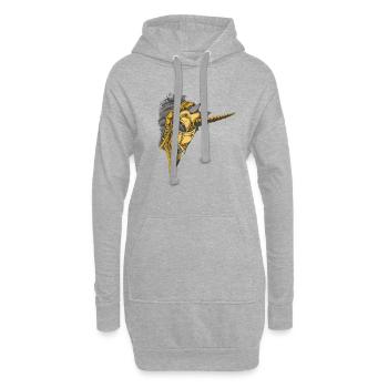 Einhorn Rüstung Gold Pferd - Hoodie-Kleid - Grau meliert - Vorne