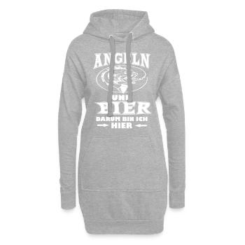 Angeln und Bier - Hoodie-Kleid - Grau meliert - Vorne