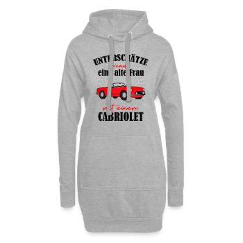 alte Frau Rentnerin Cabrio Fan - Hoodie-Kleid - Grau meliert - Vorne