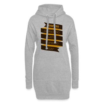 Café Cappuccino Latte Espresso Decaf - Sweat-shirt à capuche long Femme - gris chiné - Devant