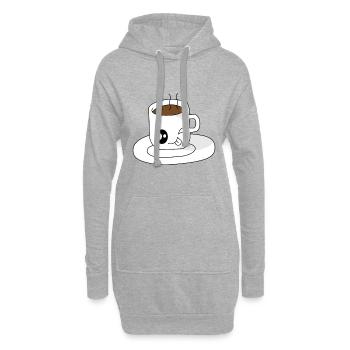 Tasse de café sucré avec la langue tendue - Sweat-shirt à capuche long Femme - gris chiné - Devant