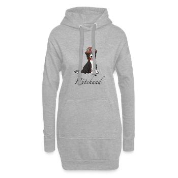 chien de berger - Sweat-shirt à capuche long Femme - gris chiné - Devant