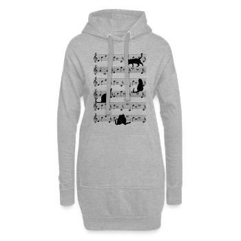 Chats chatons musique clef musiciens - Sweat-shirt à capuche long Femme - gris chiné - Devant
