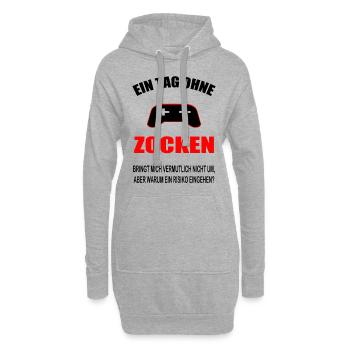 Tag ohne Zocken Spruch Geschenk - Hoodie-Kleid - Grau meliert - Vorne