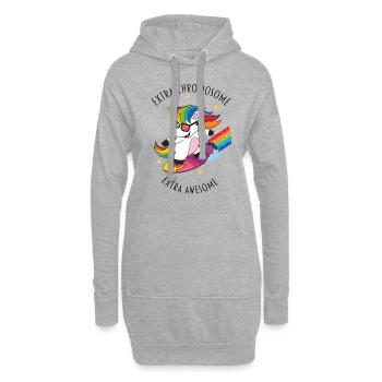 chromosomes supplémentaires extra génial - Sweat-shirt à capuche long Femme - gris chiné - Devant