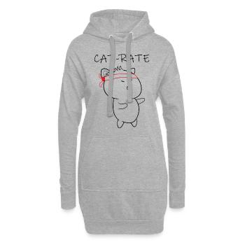 Katze Karate, Cat-Rate - Hoodie-Kleid - Grau meliert - Vorne