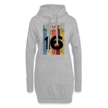 Level 16, Vintage Shirt zum 16. Geburtstag - Hoodie-Kleid - Grau meliert - Vorne