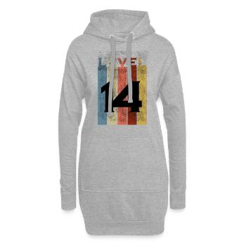 Level 14, Vintage Shirt zum 14. Geburtstag - Hoodie-Kleid - Grau meliert - Vorne