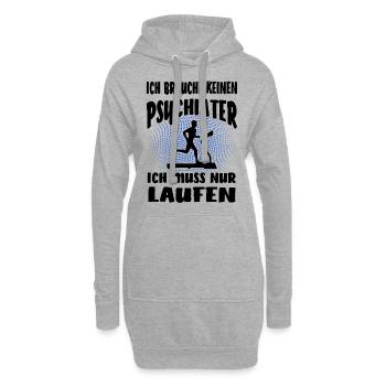 Keinen Psychiater nur laufen Sport witzig Spruch - Hoodie-Kleid - Grau meliert - Vorne