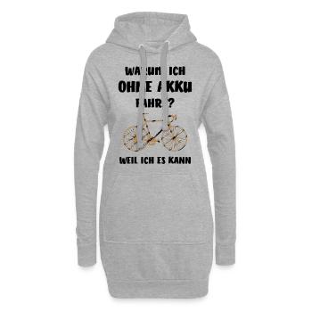 Fahrrad ohne Akku witzig Spruch Rennrad Sport - Hoodie-Kleid - Grau meliert - Vorne