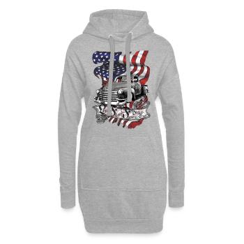 Bas et rapide, V8 Pickup UStates clean - Sweat-shirt à capuche long Femme - gris chiné - Devant