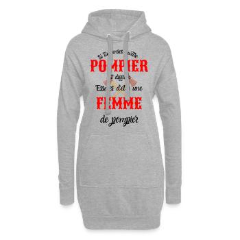 T-shirt pompier difficile essaies femme de pompier - Sweat-shirt à capuche long Femme - gris chiné - Devant