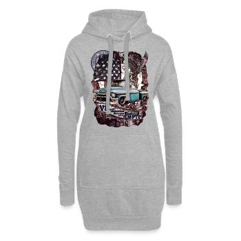 V8 moteur dans le compagnon de camion fidèle avec une rengaine cool - Sweat-shirt à capuche long Femme - gris chiné - Devant