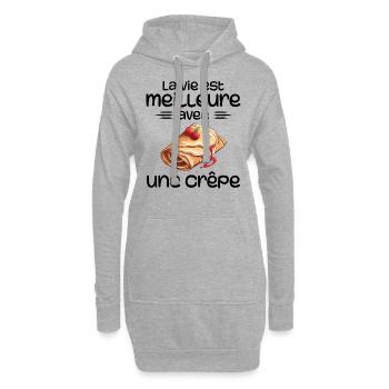 Crêpes Bretagne humour crêpe - Sweat-shirt à capuche long Femme - gris chiné - Devant
