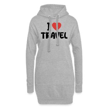 I Love Travel - Sweat-shirt à capuche long Femme - gris chiné - Devant