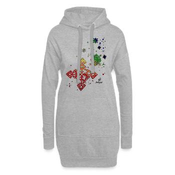 Regenbogenschneeflocken - Hoodie-Kleid - Grau meliert - Vorne