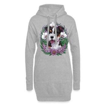 American Staffordshire Terrier mit Orchideen - Hoodie-Kleid - Grau meliert - Vorne