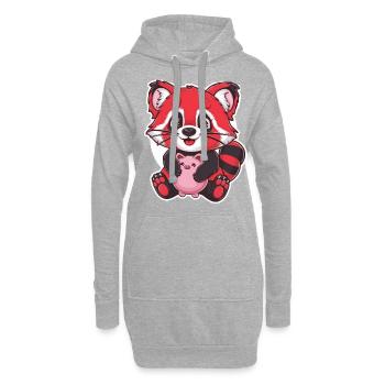 Panda Kawaii Rouge avec Tirelire - Sweat-shirt à capuche long Femme - gris chiné - Devant