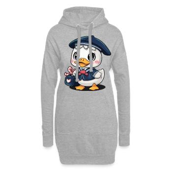 Caneton kawaii en uniforme scolaire traditionnel - Sweat-shirt à capuche long Femme - gris chiné - Devant