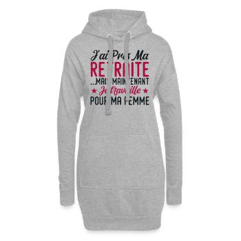 Ich bin in Rente, ich arbeite für meine Frau - Hoodie-Kleid - Grau meliert - Vorne
