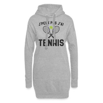 Je Peux Pas J'ai Tennis Cadeau Joueur De Tennis - Sweat-shirt à capuche long Femme - gris chiné - Devant