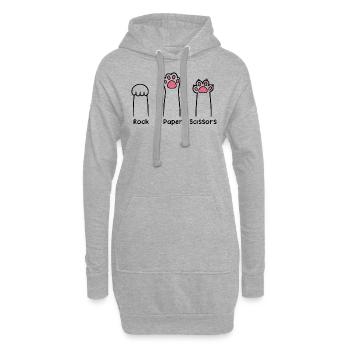 Rock Paper Scissors Hand Game Cute Paw Funny Cat - Sweat-shirt à capuche long Femme - gris chiné - Devant