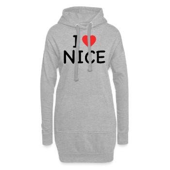 i love nice - j'aime nice - Sweat-shirt à capuche long Femme - gris chiné - Devant