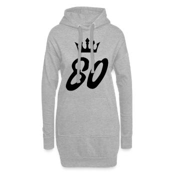 80 Zahl Krone - Hoodie-Kleid - Grau meliert - Vorne