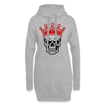 Couronne de Roi Crâne - Sweat-shirt à capuche long Femme - gris chiné - Devant