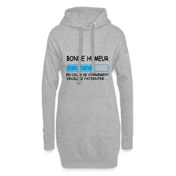 Bonne humeur en cours de chargement - Sweat-shirt à capuche long Femme - gris chiné - Devant