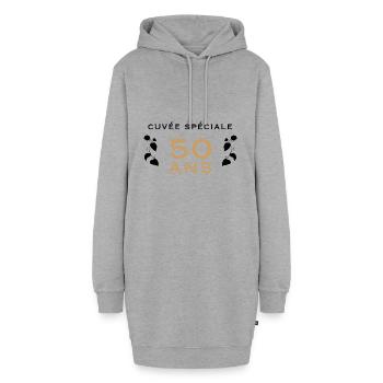 Idée cadeau humoristique 50 ans - Sweat-shirt à capuche long Femme - gris chiné - Devant