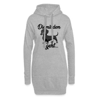 Die mit dem Dackel geht... - Hoodie-Kleid - Grau meliert - Vorne