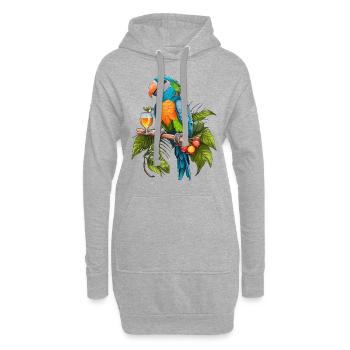 Fête des perroquets - Sweat-shirt à capuche long Femme - gris chiné - Devant