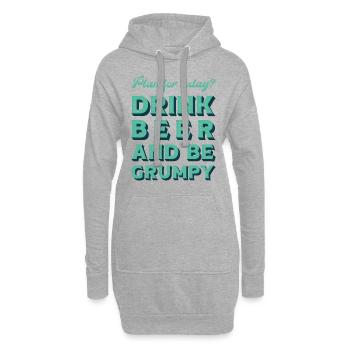 Plan for today? Drink bear and be grumpy. - Hoodie Dress - heather grey - Front