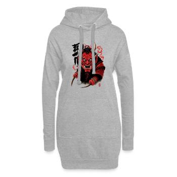 Oni Yokai Oger Mythologie Fabelwesen Dämonenmaske - Hoodie-Kleid - Grau meliert - Vorne