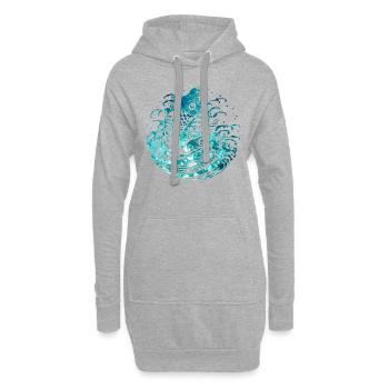 poisson - Sweat-shirt à capuche long Femme - gris chiné - Devant