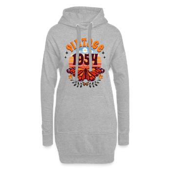 Papillon Année 1954 Femme 70 Ans Anniversaire - Sweat-shirt à capuche long Femme - gris chiné - Devant